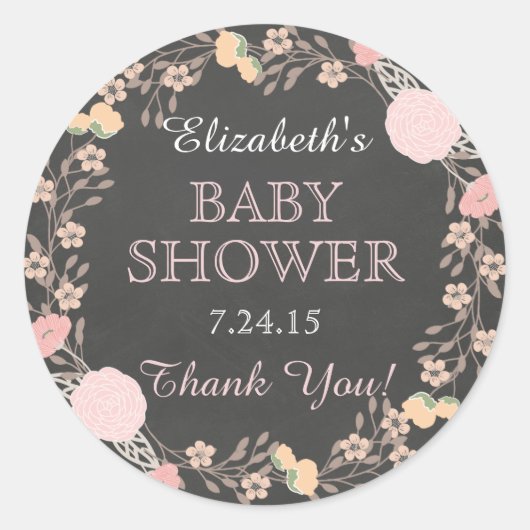 Krijtbord Bloemenkrans Baby shower Sticker (Voorkant)