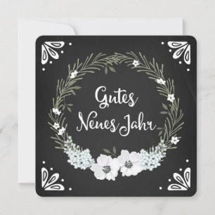 Krijtbord Bloemenkrans Gelukkig Nieuwjaar Duits Feestdagenkaart