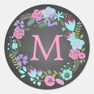 KRIJTBORD BLOEMENKRANS MONOGRAM ETIKETTEN