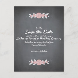 Krijtbord Bloemenkrans Save the Date Aankondigingskaart