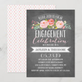 krijtbord bloemig Verloving | Verlovingsfeest Kaart (Voorkant / Achterkant)