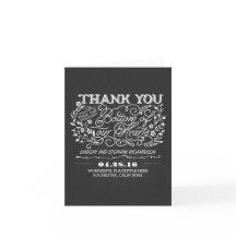 krijtbord bloemige trouwkaart bedankbriefkaarten