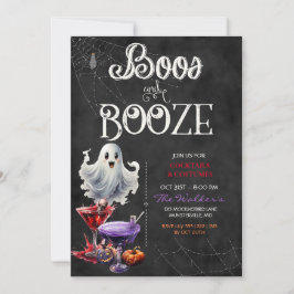 Krijtbord Boos & Booze Halloween Cocktail Feest Kaart