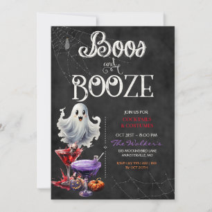 Krijtbord Boos & Booze Halloween Cocktail Feest Kaart