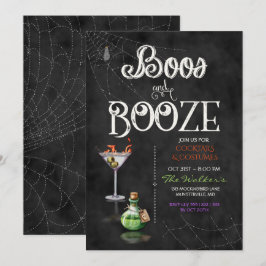 Krijtbord Boos & Booze Halloween Cocktail Feest Kaart