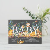 Krijtbord Bos Neutrale Baby Shower Uitnodiging (Staand voorkant)