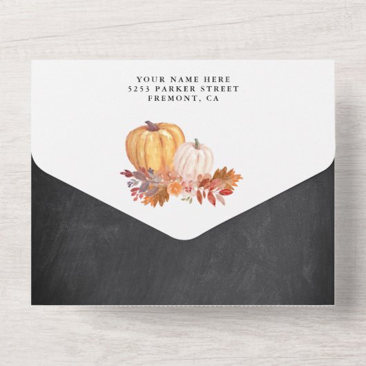 Krijtbord Bosdieren Baby Shower All In One Uitnodiging (Achterkant)