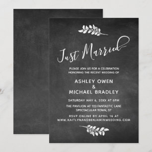 Krijtbord & Botanische Onlangs Getrouwd Ontvangst Kaart