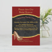 Krijtbord bruiloft douche | Red Gold Glitter Heels Kaart (Staand voorkant)