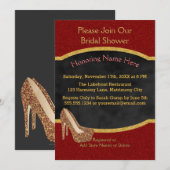 Krijtbord bruiloft douche | Red Gold Glitter Heels Kaart (Voorkant / Achterkant)