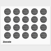 Krijtbord bruiloft. Modern grijs script bedankt Ronde Sticker (Vel)