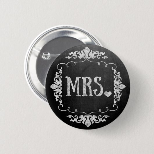 Krijtbord bruiloft "Mrs." Button-PIN Ronde Button 5,7 Cm (Voorkant /achterkant)
