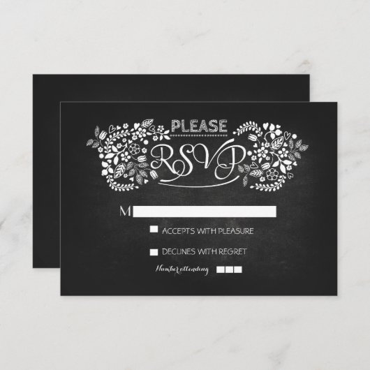 krijtbord bruiloft RSVP kaarten (Voorkant / Achterkant)