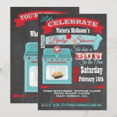 Krijtbord "Bun in de oven" Baby shower Uitnodigt Kaart (Voorkant / Achterkant)