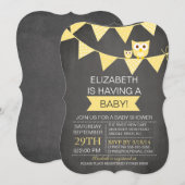 Krijtbord Bunting Uil Genderneutraal Baby shower Kaart (Voorkant / Achterkant)