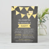 Krijtbord Bunting Uil Genderneutraal Baby shower Kaart (Staand voorkant)