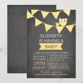 Krijtbord Bunting Uil Genderneutraal Baby shower Kaart (Voorkant / Achterkant)