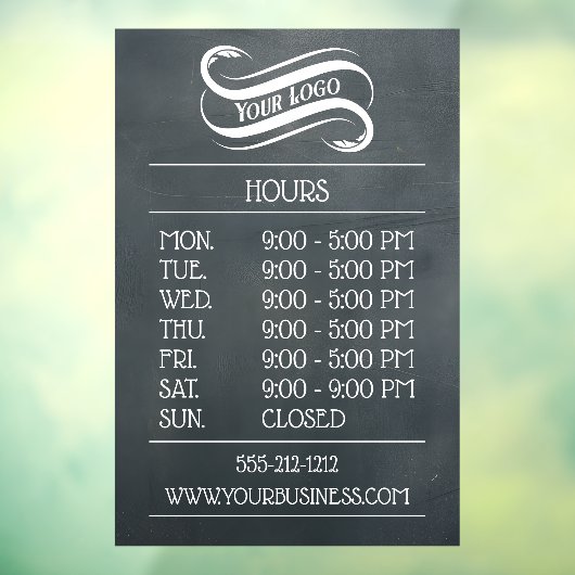  krijtbord Business Logo Hours Decal Cling (Vel 3)