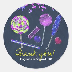 Krijtbord Candy Land Snoepjes Krijt Doodles Feestj Ronde Sticker