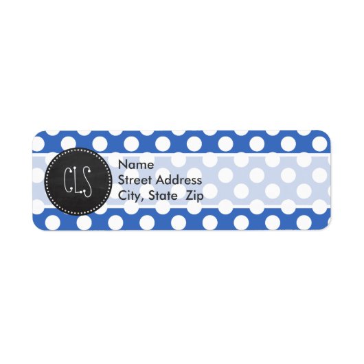  krijtbord; Cerulean Blue Polka stippen Etiket (Voorkant)