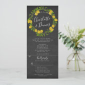 Krijtbord citroen krans rvp bijgevoegde bruiloft kaart (Staand voorkant)