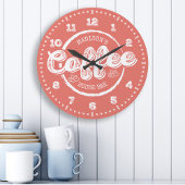 Krijtbord Coffee House Bar Monogram Aangepaste Kle Grote Klok