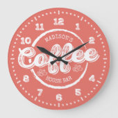Krijtbord Coffee House Bar Monogram Aangepaste Kle Grote Klok (Voorkant)
