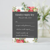 Krijtbord Country Chintz bruiloft RSVP (Staand voorkant)