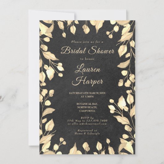 Krijtbord Crème Bloem Bruidsdouche Kaart (Voorkant)