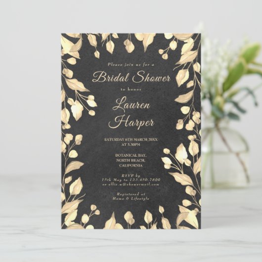 Krijtbord Crème Bloem Bruidsdouche Kaart (Staand voorkant)