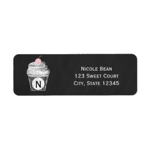 Krijtbord Cupcake Verjaardagsadreslabels Etiket