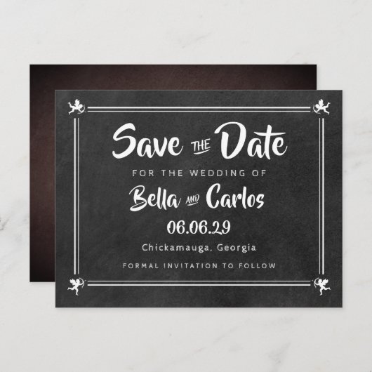 Krijtbord Cupido's Bewaar de Datum Briefkaart (Voorkant / Achterkant)