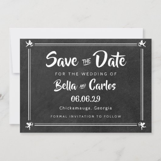 Krijtbord Cupido's bewaar de datum Save The Date (Voorkant)