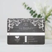 Krijtbord Cute Heart Initialen Typografie RSVP (Staand voorkant)