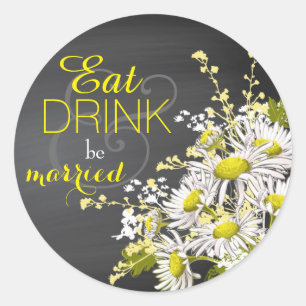 Krijtbord Daisy rustieke bruiloft cadeau label