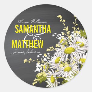 Krijtbord Daisy rustieke bruiloft cadeau label