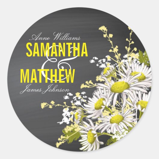 Krijtbord Daisy rustieke bruiloft cadeau label (Voorkant)