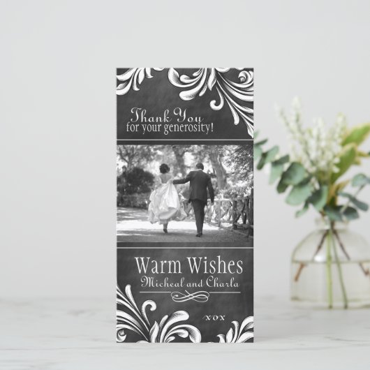  krijtbord dank u fotokaart (4x8) bedankkaart (Staand voorkant)