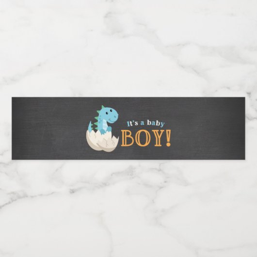 Krijtbord Dinosaur Boy Baby shower Waterfles Etiket (Enkel label)