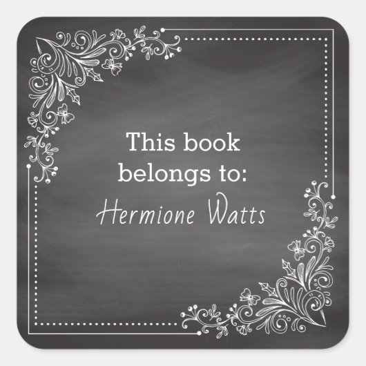  krijtbord Dit boek hoort bij Bookplate Vierkante Sticker (Voorkant)
