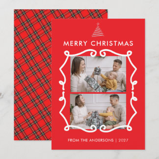 Krijtbord Doodle Frame Familie Kerst Foto Feestdagenkaart