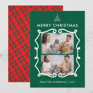 Krijtbord Doodle Frame Familie Kerst Foto Feestdagenkaart