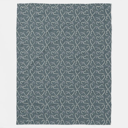 Krijtbord Doodle Harten Patroon Fleece Deken (Voorkant)