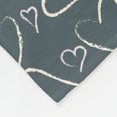 Krijtbord Doodle Harten Patroon Fleece Deken (Hoek)