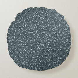 Krijtbord Doodle Harten Patroon Rond Kussen