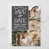 Krijtbord Drie Foto Collage Bruiloft Save The Date (Voorkant)
