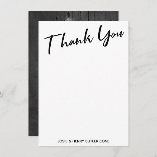 Krijtbord Edison Lichten Modern Dank U Script Bedankkaart (Voorkant / Achterkant)