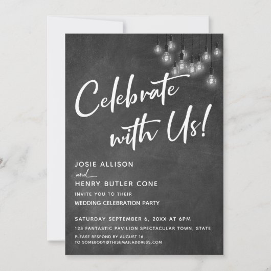 Krijtbord Edison Lichten Modern Vier mee met ons Kaart (Voorkant)