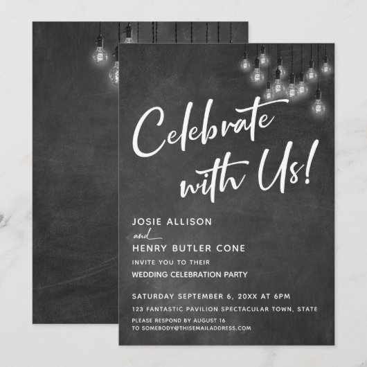 Krijtbord Edison Lichten Modern Vier mee met ons Kaart (Voorkant / Achterkant)