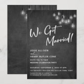 Krijtbord Edison Lichten Modern We Zijn Getrouwd Kaart (Voorkant / Achterkant)